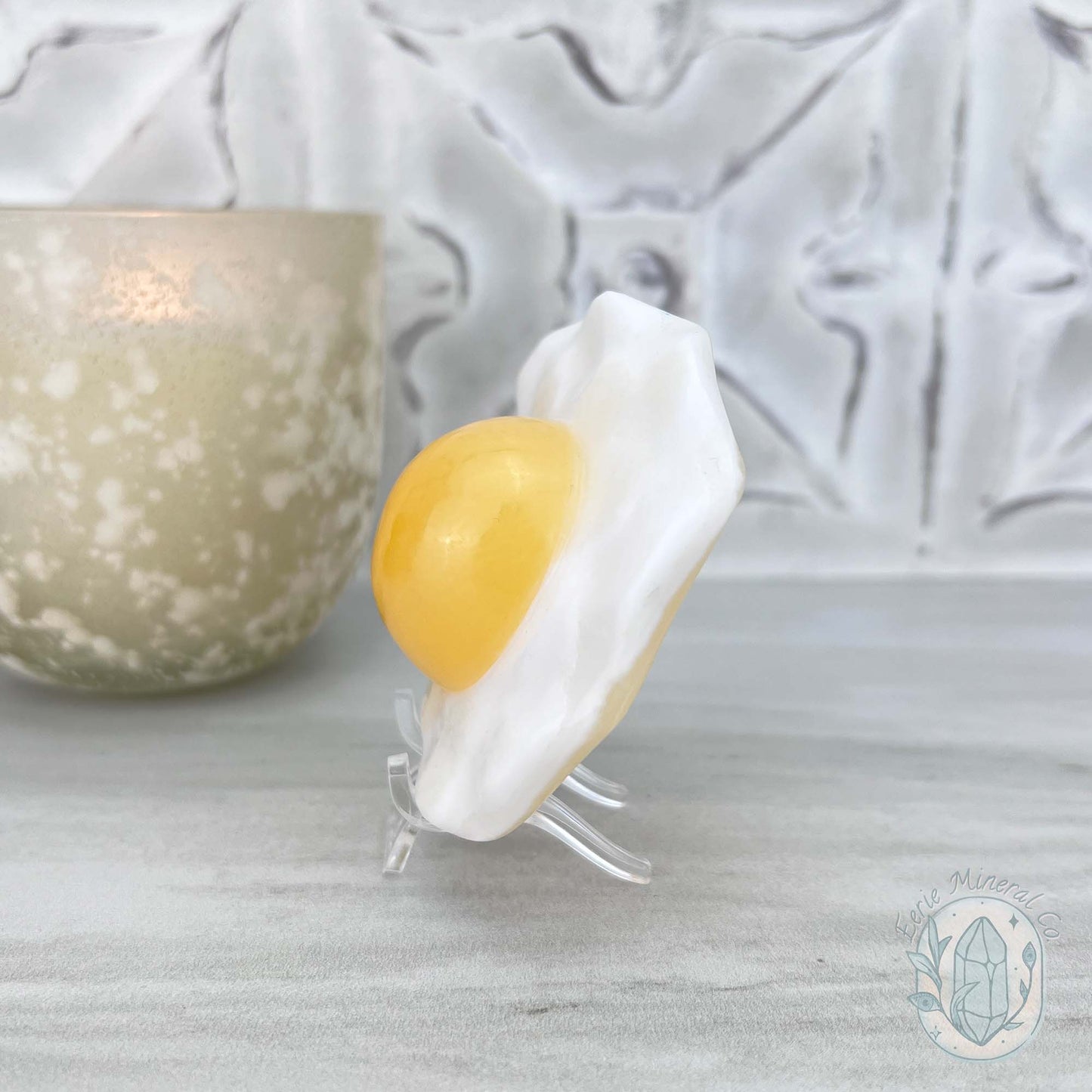 Yellow and White Jade Fried Egg Carving