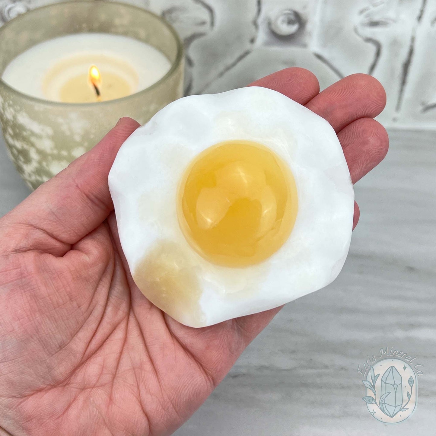 Yellow and White Jade Fried Egg Carving