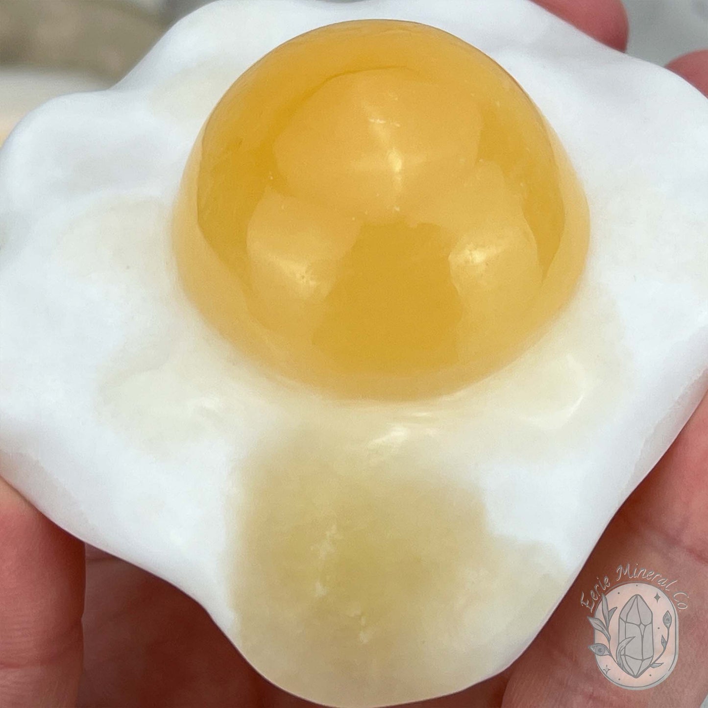 Yellow and White Jade Fried Egg Carving