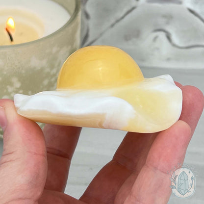 Yellow and White Jade Fried Egg Carving