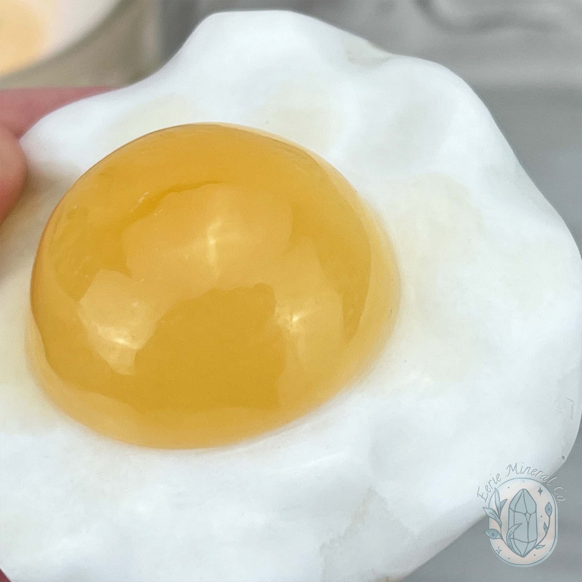 Yellow and White Jade Fried Egg Carving