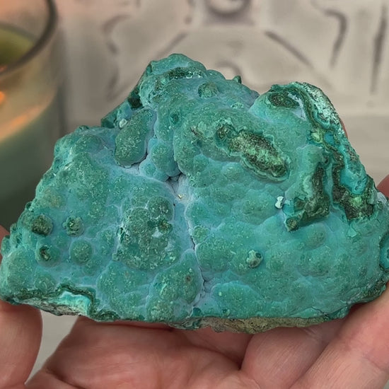Chrysocolla and Malachite Specimen on Stand