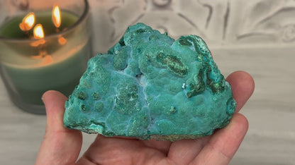 Chrysocolla and Malachite Specimen on Stand