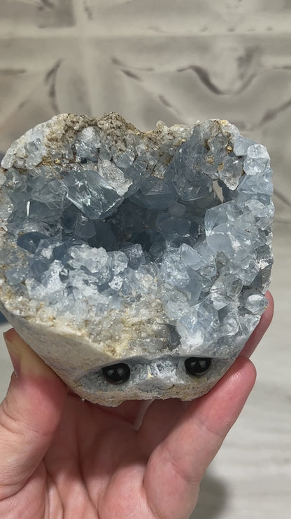 Celestite Crystal Hedgehog Carving Specimen