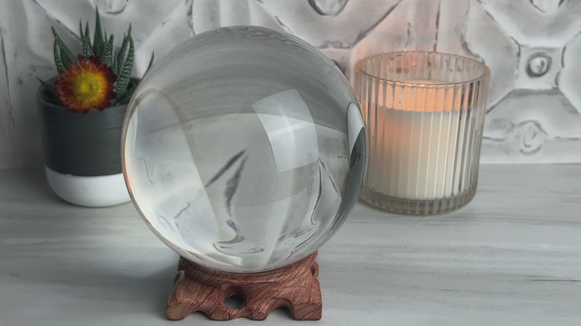 130mm Clear Glass Crystal Ball Sphere with Stand
