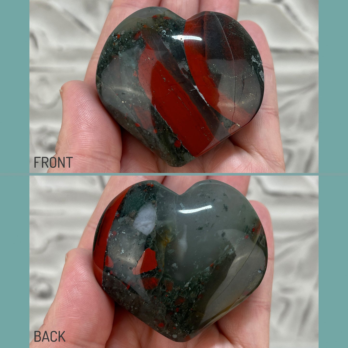 Polished African Bloodstone with Pyrite Heart Carvings