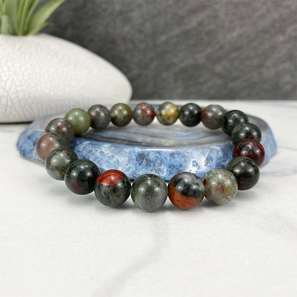 African Bloodstone 8mm Faceted Beads Bracelet - American Bead Corp