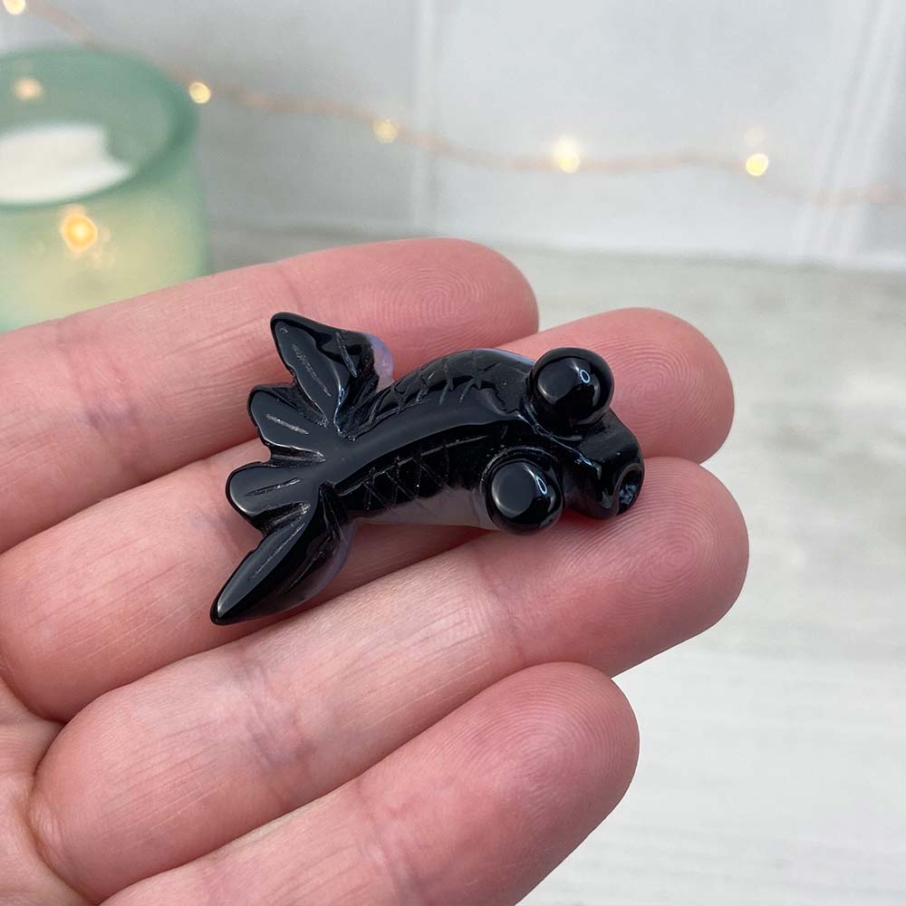 Polished Bubble Eye Agate Goldfish Carvings