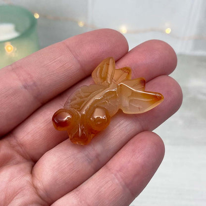 Polished Bubble Eye Agate Goldfish Carvings