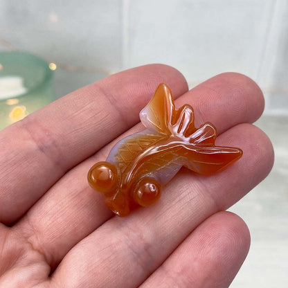 Polished Bubble Eye Agate Goldfish Carvings