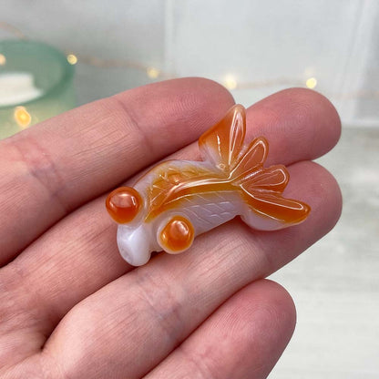 Polished Bubble Eye Agate Goldfish Carvings