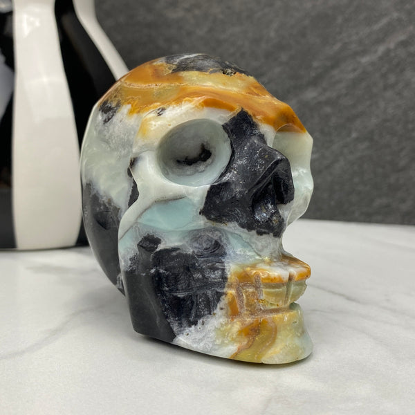 amazonite crystal skull carving