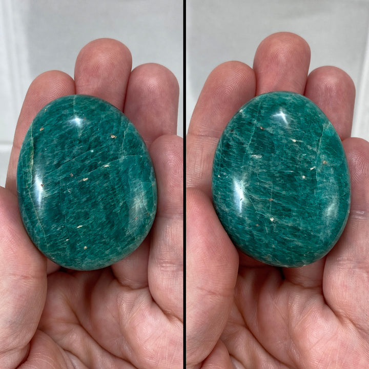 Small Amazonite Palmstones with Flash