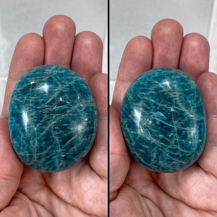 Small Amazonite Palmstones with Flash