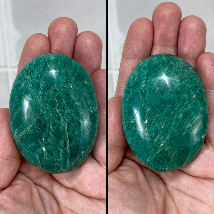 Small Amazonite Palmstones with Flash