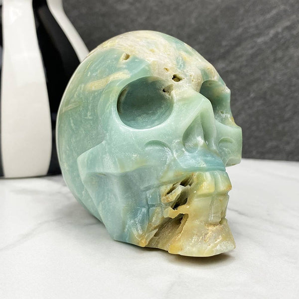 amazonite skull carving