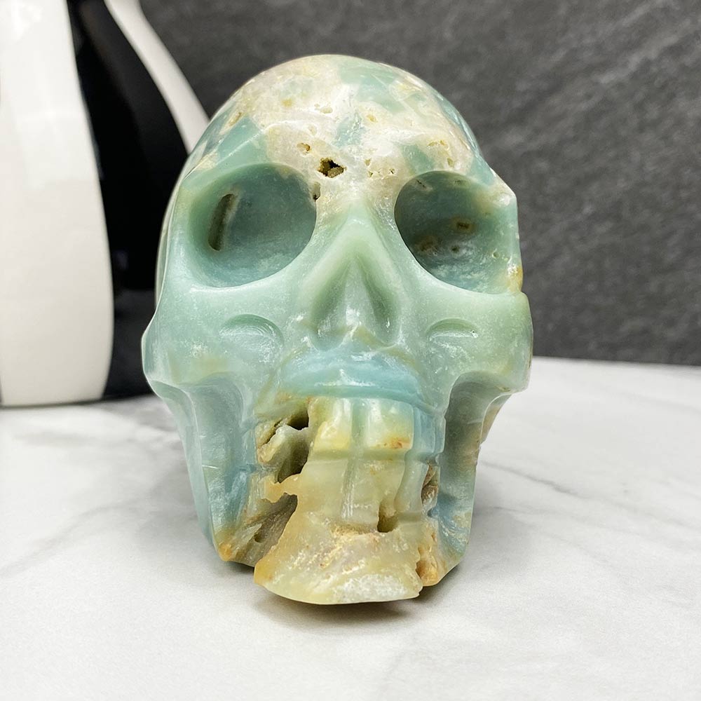amazonite skull carving