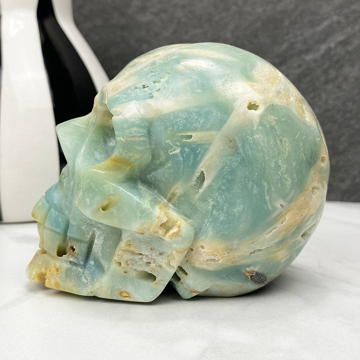 amazonite skull carving
