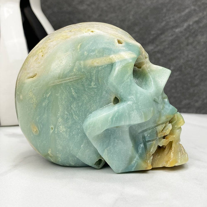 amazonite skull carving