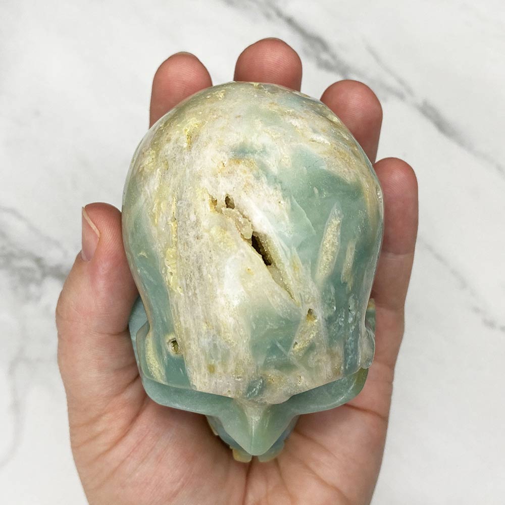 amazonite skull carving