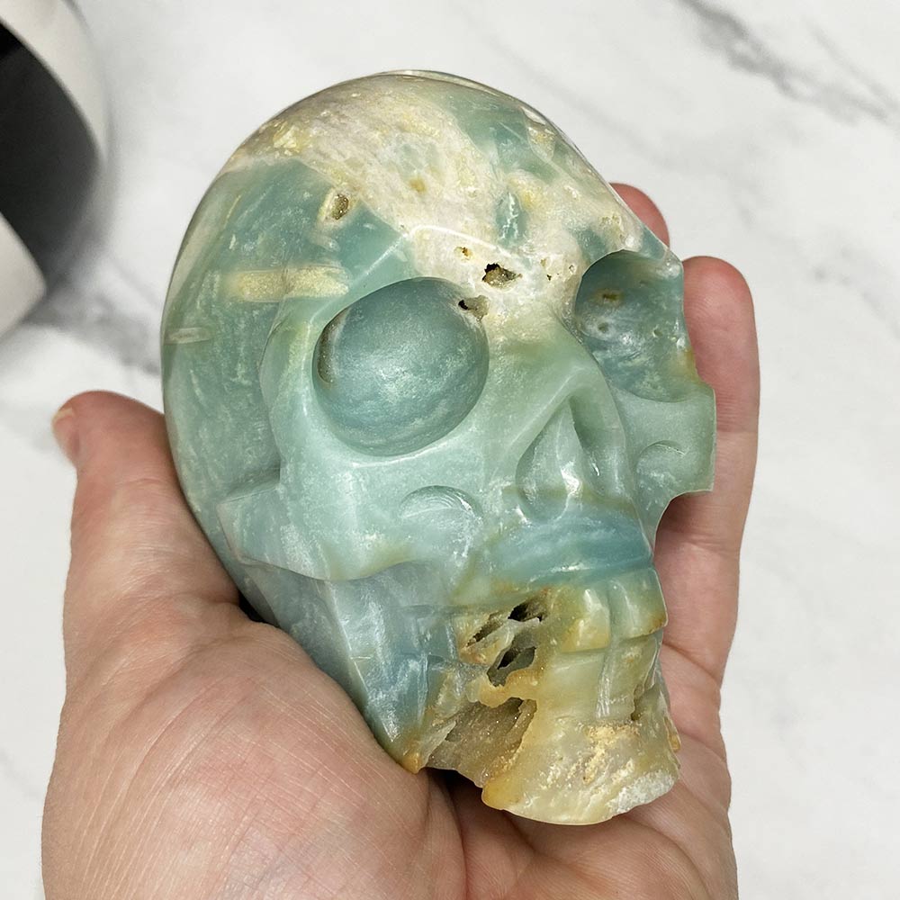 amazonite skull carving