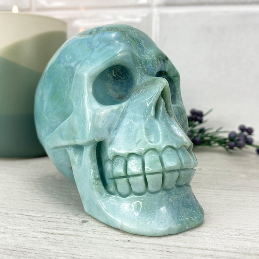 Polished Amazonite Skull Carving