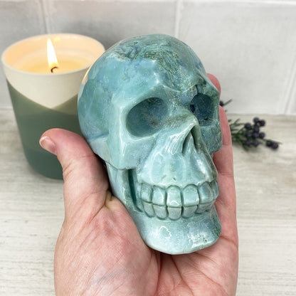 Polished Amazonite Skull Carving