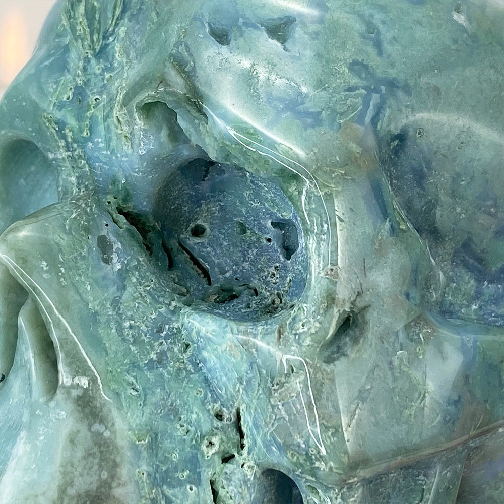 Polished Amazonite Skull Carving