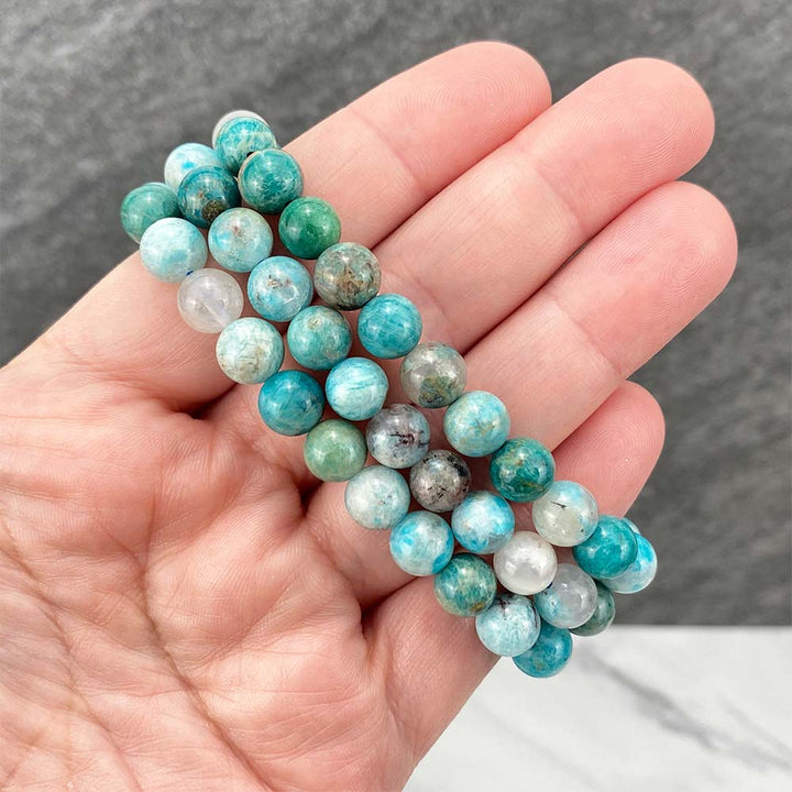 Polished Amazonite Beaded Stretch Bracelet