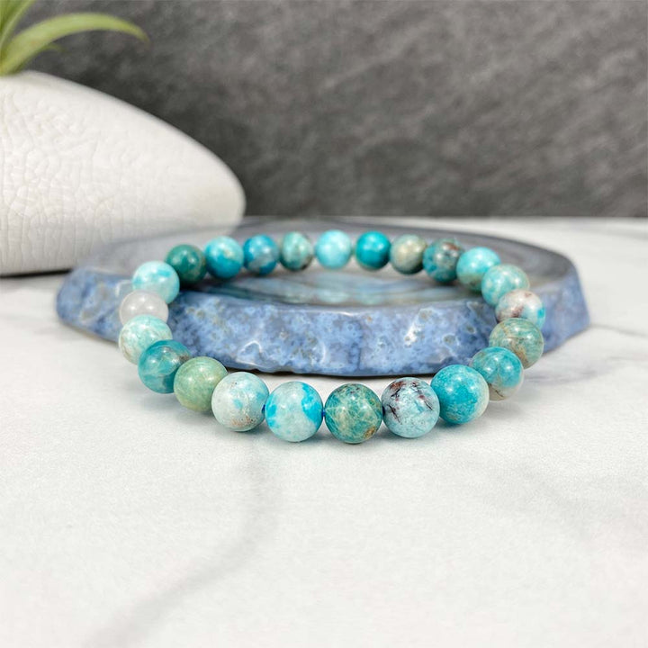 Polished Amazonite Beaded Stretch Bracelet