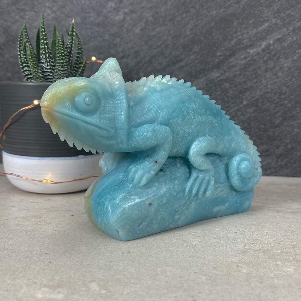 Polished Amazonite Chameleon Carving