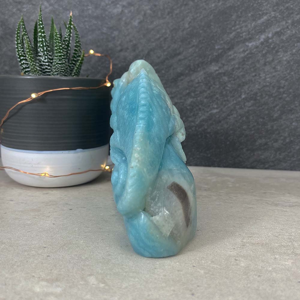 Polished Amazonite Chameleon Carving