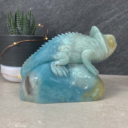 Polished Amazonite Chameleon Carving