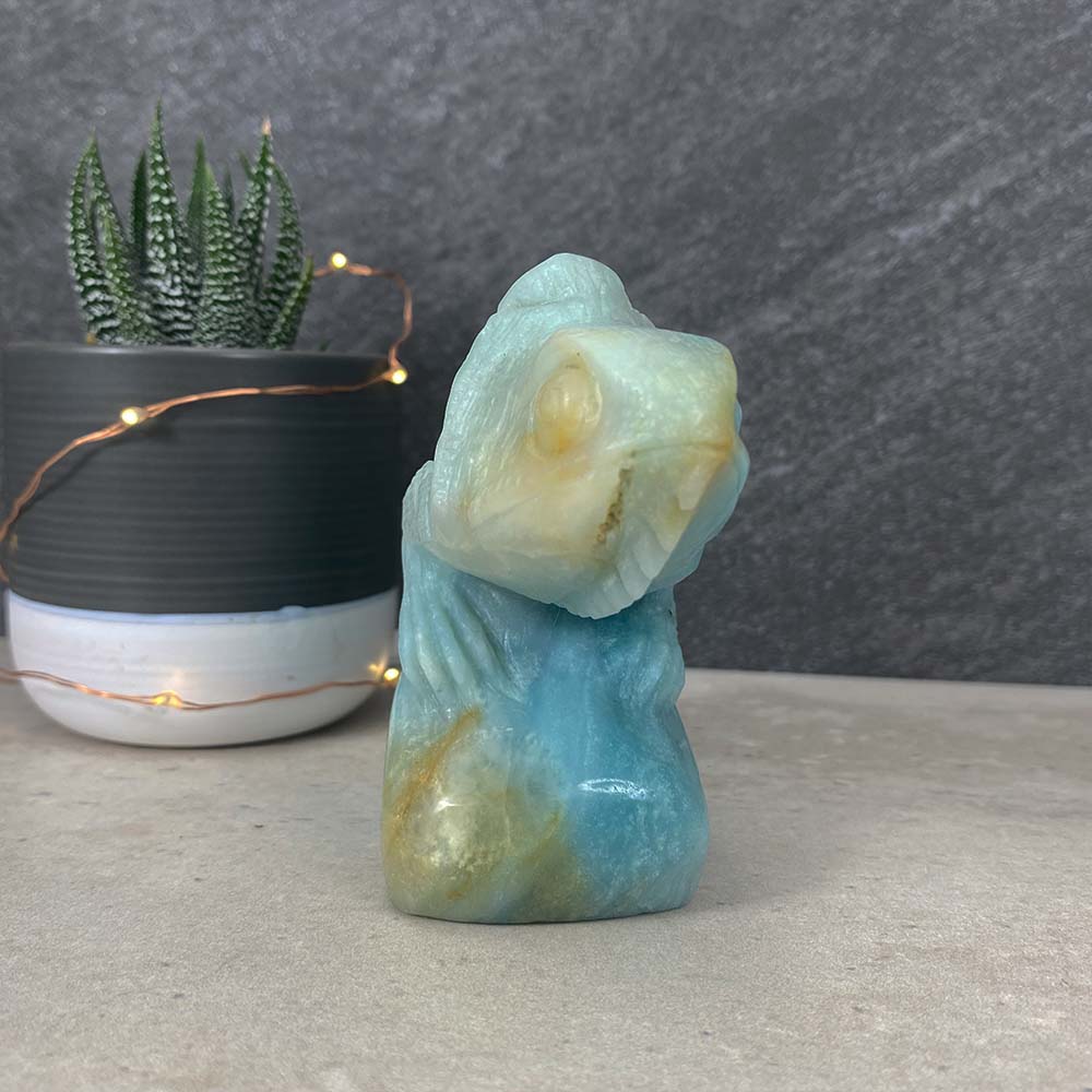 Polished Amazonite Chameleon Carving