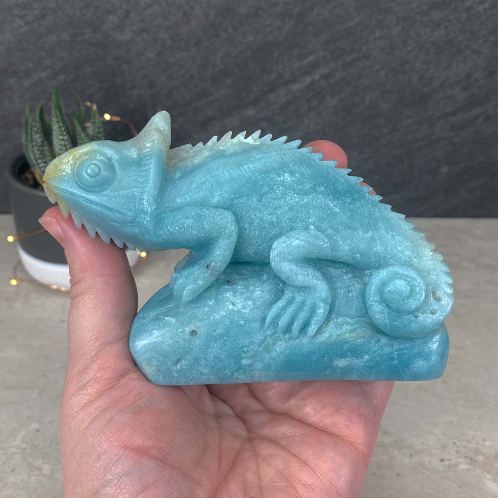 Polished Amazonite Chameleon Carving