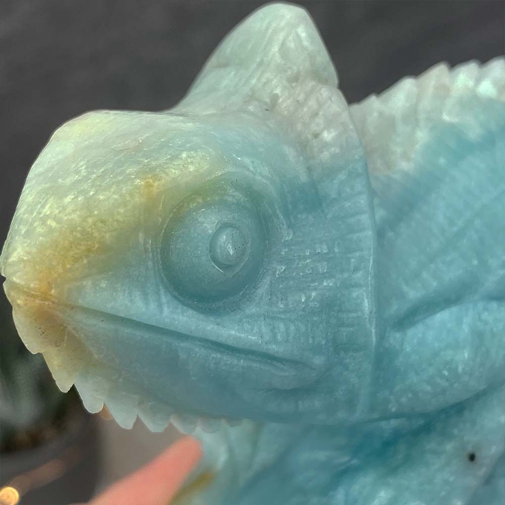 Polished Amazonite Chameleon Carving