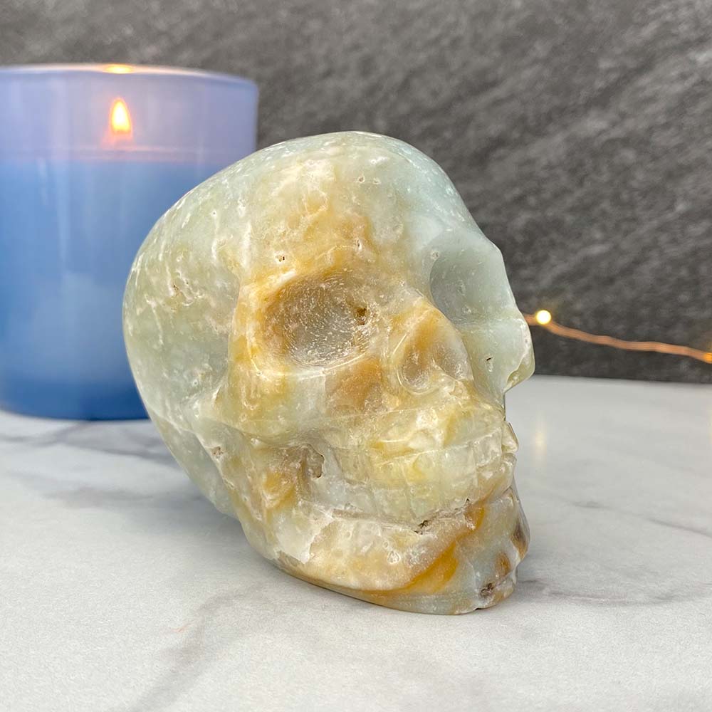 Polished Amazonite Skull Carving