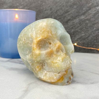 Polished Amazonite Skull Carving