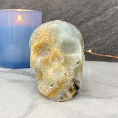 Polished Amazonite Skull Carving