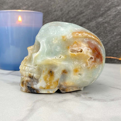 Polished Amazonite Skull Carving