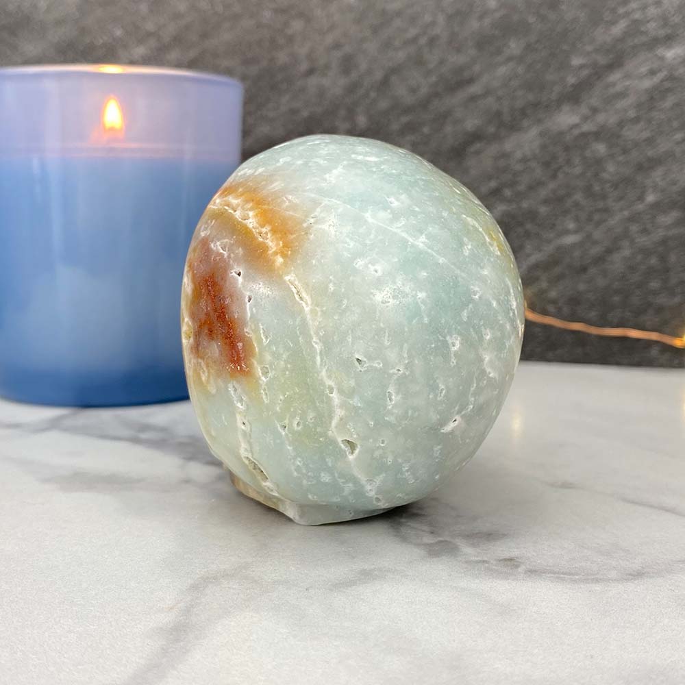Polished Amazonite Skull Carving