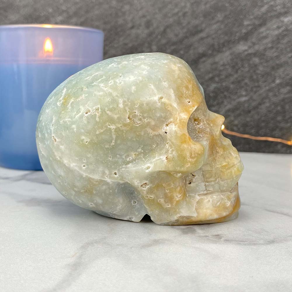 Polished Amazonite Skull Carving