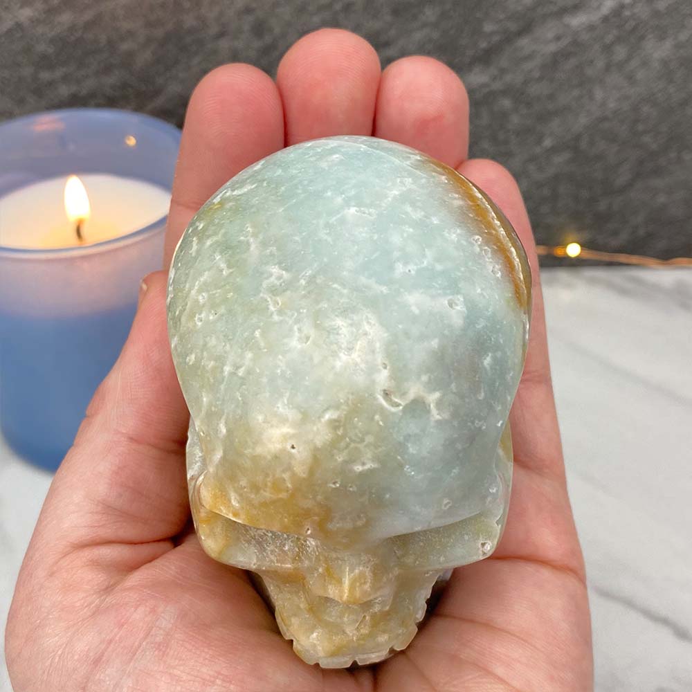 Polished Amazonite Skull Carving