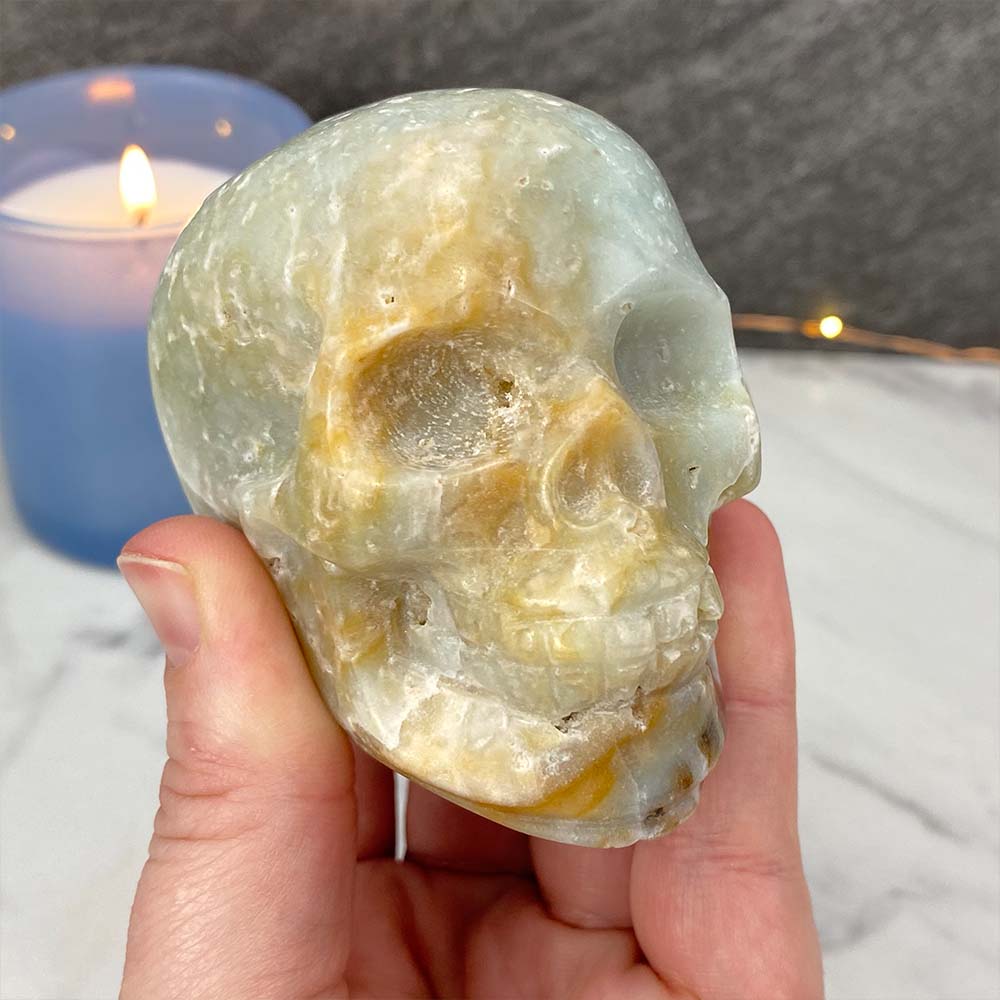 Polished Amazonite Skull Carving