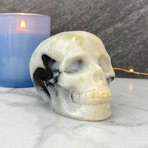 Polished Amazonite Skull Carving