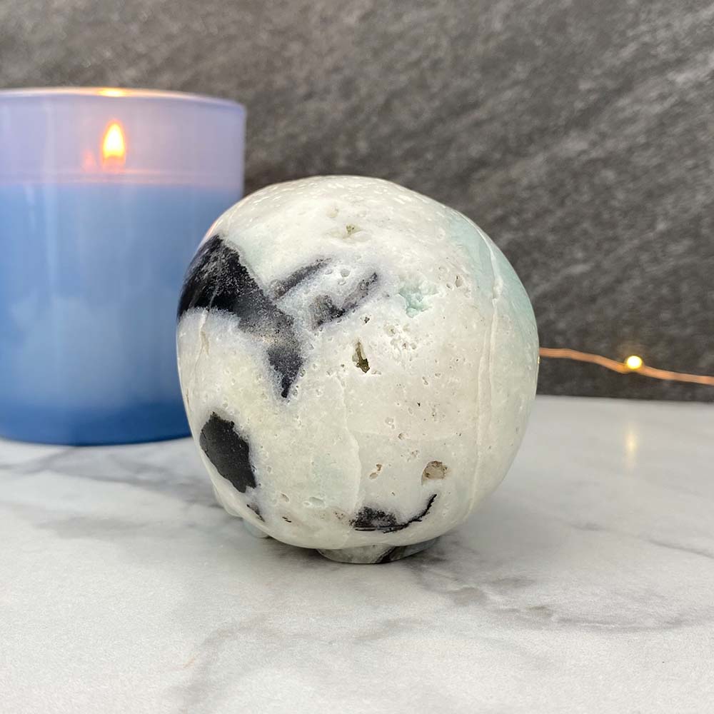 Polished Amazonite Skull Carving