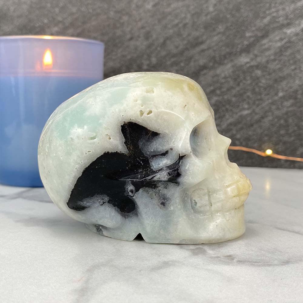Polished Amazonite Skull Carving
