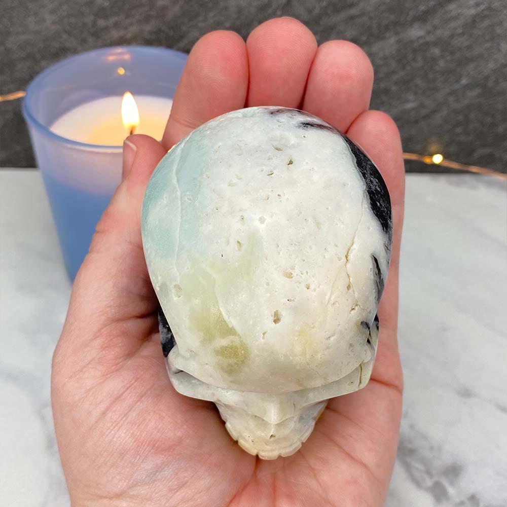 Polished Amazonite Skull Carving