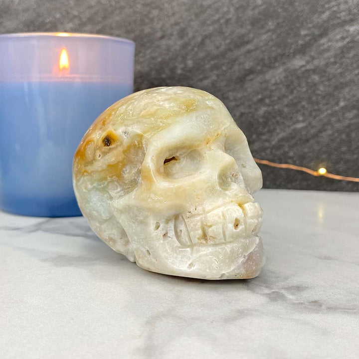 Polished Amazonite Skull Carving