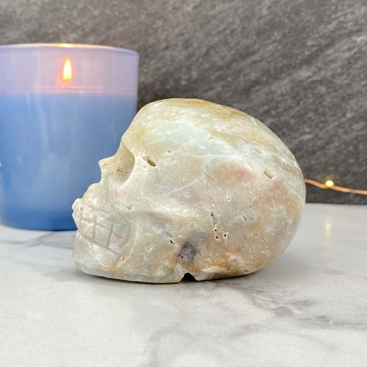 Polished Amazonite Skull Carving